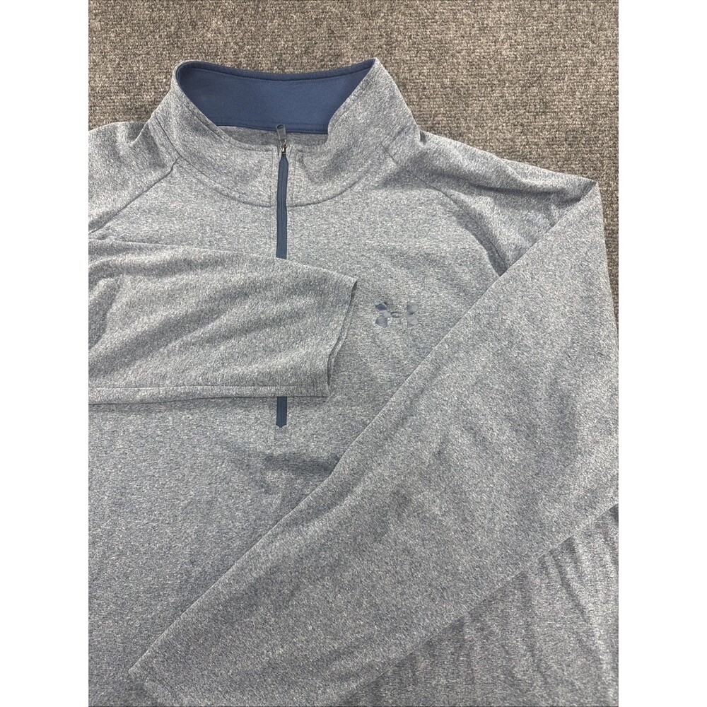 Under Armour HeatGear 1/4 Zip Pullover Mens 2XL Blue Heather Loose Performance